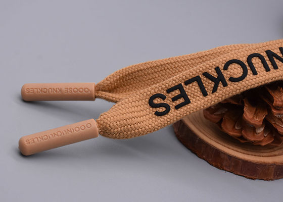 Odzież 140 cm płaska lina poliestrowa z nadrukiem z matowym czarnym silikonowym logo