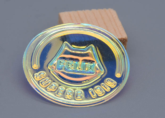 Przezroczysta tęczowa naszywka na odzież Niestandardowe tłoczone logo 3D Materiał folii PVC
