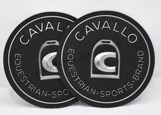 2mm srebrne wytłoczone naszywki TPU OEKO Czarna zamszowa etykieta 3D